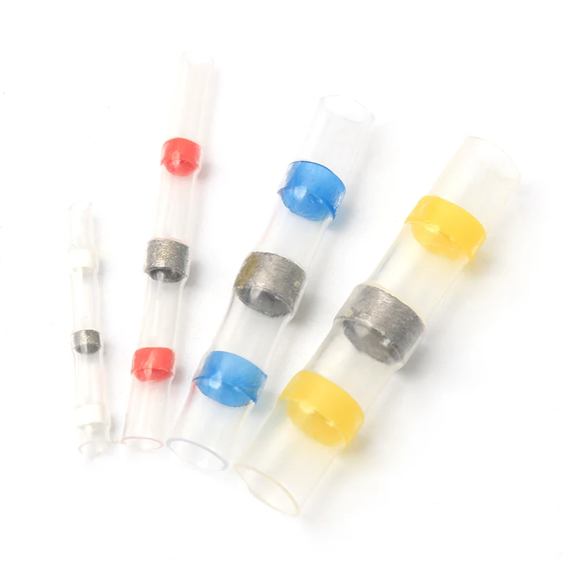 100pcs Solder Seal Wire Connectors,Waterproof Heat Shrink Butt Connectors Insulated Electrical Wire Terminals Butt Splice