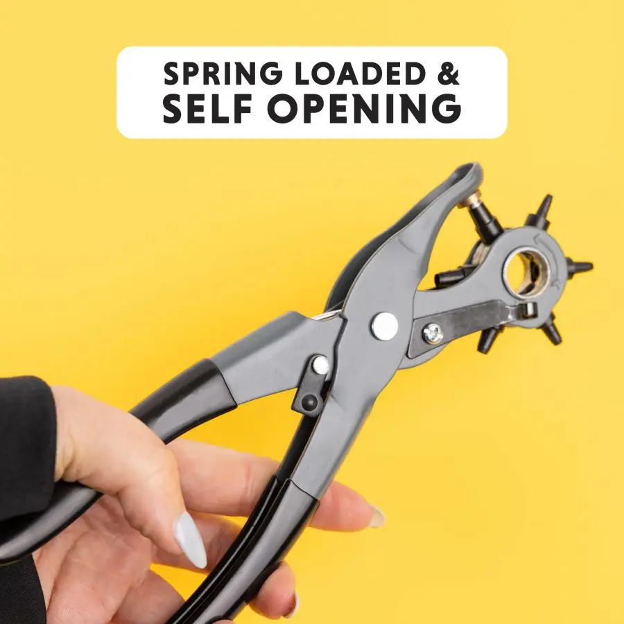 Leather Hole Punch Heavy Duty Hole Punch Belt Hole Puncher Kit with 6 Spare Punch Heads