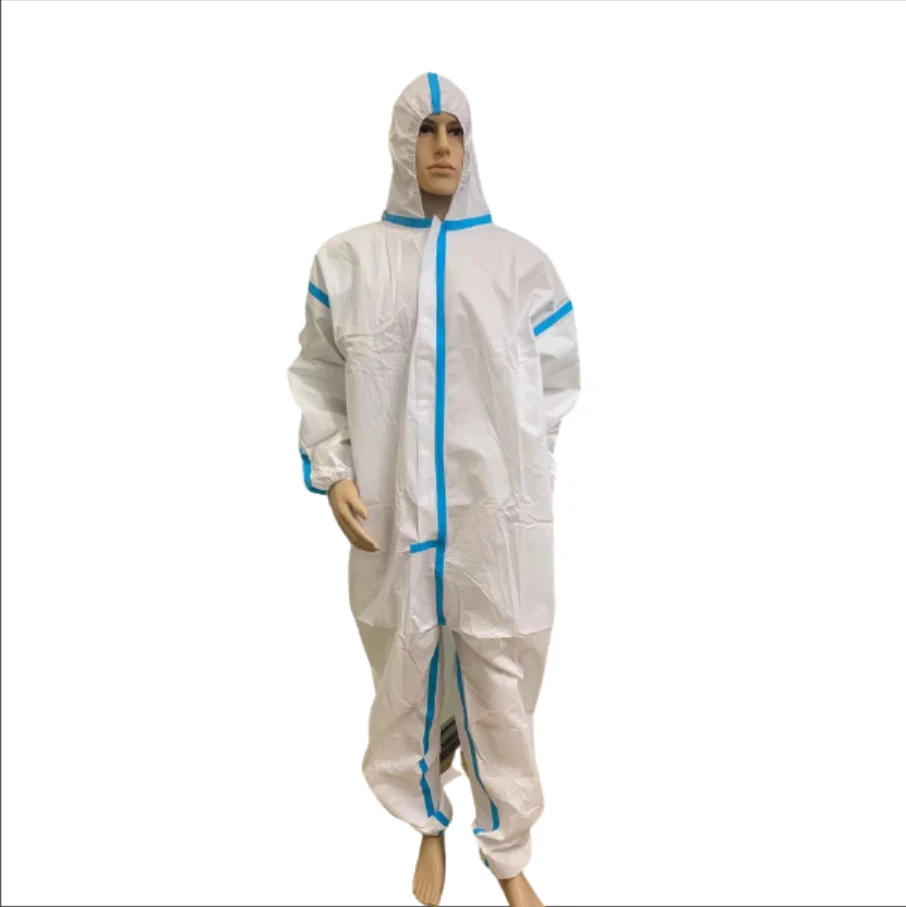 Медицинские Одноразовые изоляционные комбинезоны с голубой герметичной лентой изоляционные медицинские комбинезоны одежда