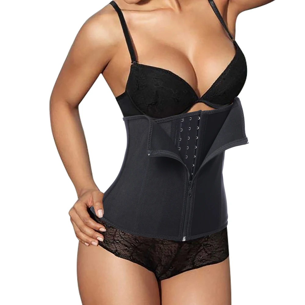 Новый латексный корсет с фирменной торговой маркой, корсет для похудения, тренажер для талии и живота с застежкой-молнией, женские корсеты