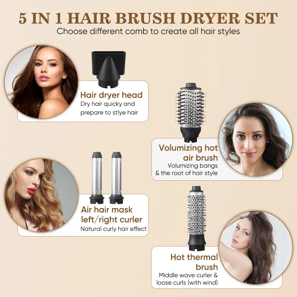 5 in 1 Foldable Hair Dryer Shenzhen Hairdryer Secador de cabelo Brushless Asciugacapelli Secadora High Speed Ionic Hair Dryer