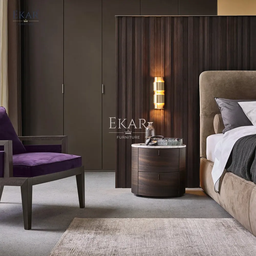 Modern Luxury White Oak Mountain Grain Smoked Bedside Cabinet for Bedroom Home Hospital School Contemporary Style for Hall Use