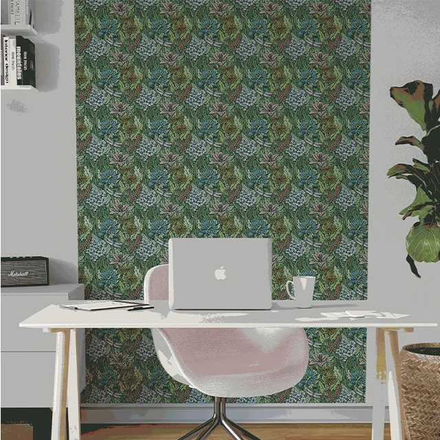 High Italia Quality Green and Multicolor Design Removable PVC Adhesive Patch Wallpaper For Office Design