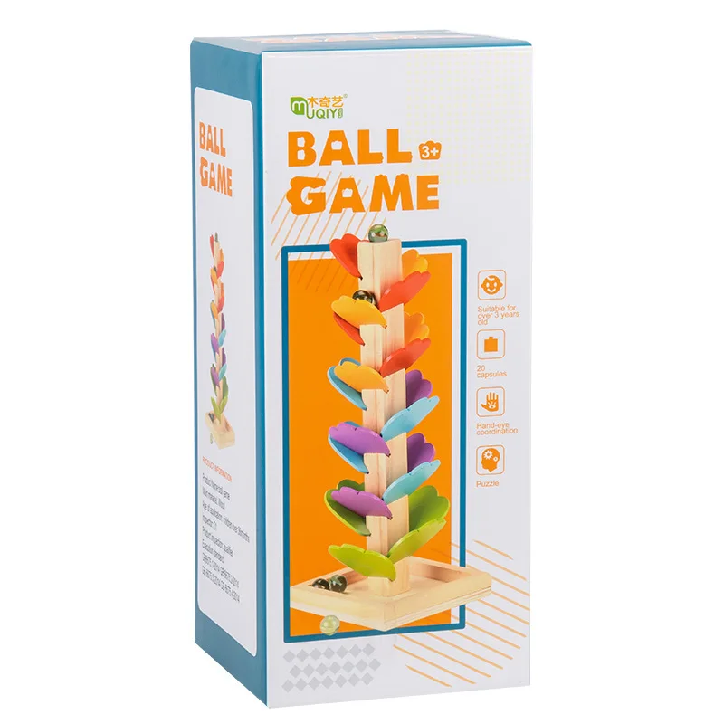 Educational Interactive Wooden Marble Sounding Tree Fallen Leaves Ball Marble Ball Running Game
