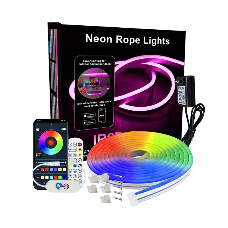 Неоновые огни красочные WiFi Музыка RGB гибкий силиконовый окружающий свет полосы Smart DIY Цифровая Беговая лента