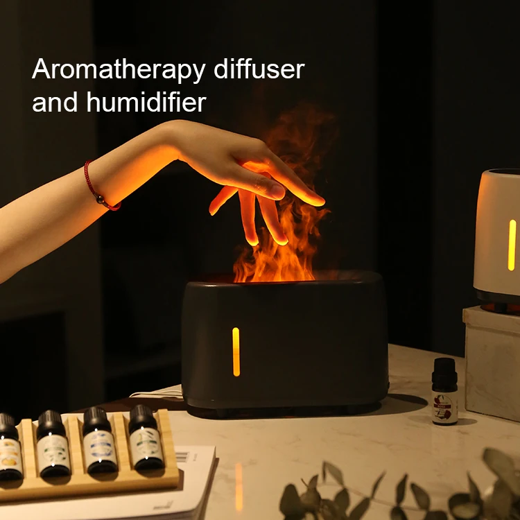 240ml Flame Humidifier Essential Oil Aroma Fire Diffuser Remote Control RGB Color Lighting Flame Diffuser