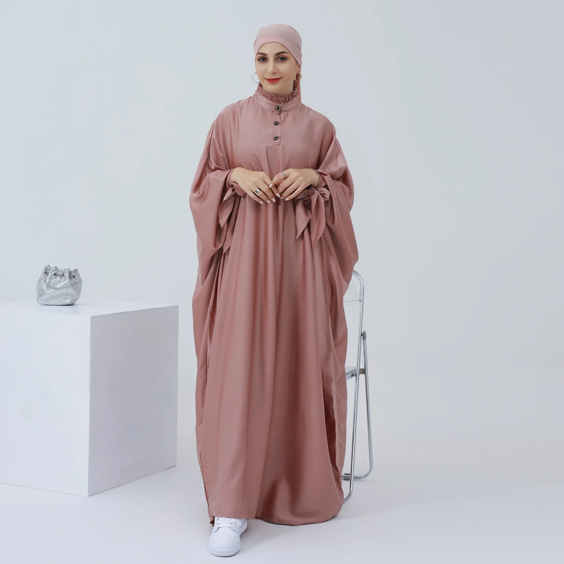 High quality ramadan solid color Islamic clothing dubai women muslim dress