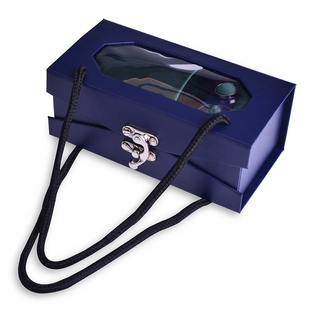 Mens 8cm Silk Tie Sets Gifts Necktie Mens with Pocket Square Box Men Ties and Hanky Set with Cufflinks for Wedding Business