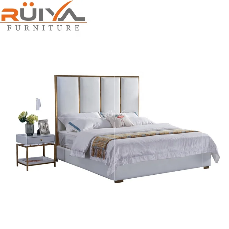 China manufacture latest design luxury double leather bed furniture king size bed