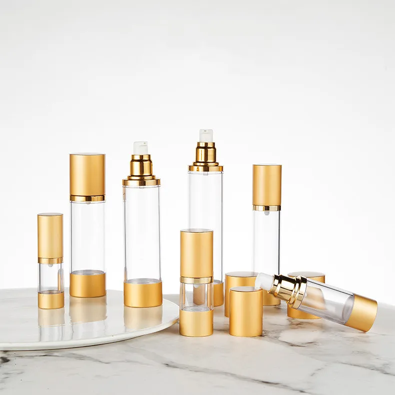 15ml 30ml 50mlEmpty Luxury Matte Gold Silver Aluminum Airless Lotion Serum Cream Pump Bottles