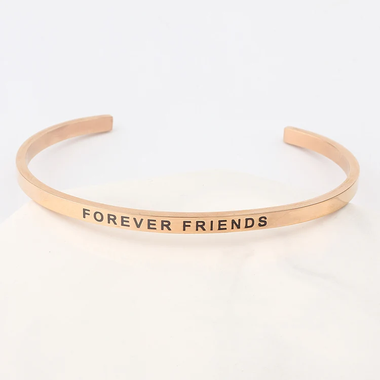 Women Fashion Stainless Steel 18K Gold Plated Jewelry Machine Engrave Cuff Bangle Bracelet
