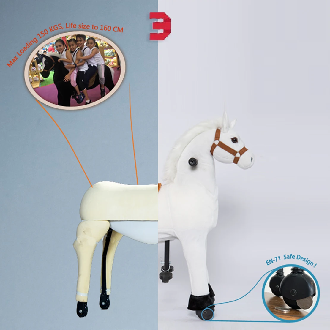 Mechanical horse walking animal toy, animal rides for mall
