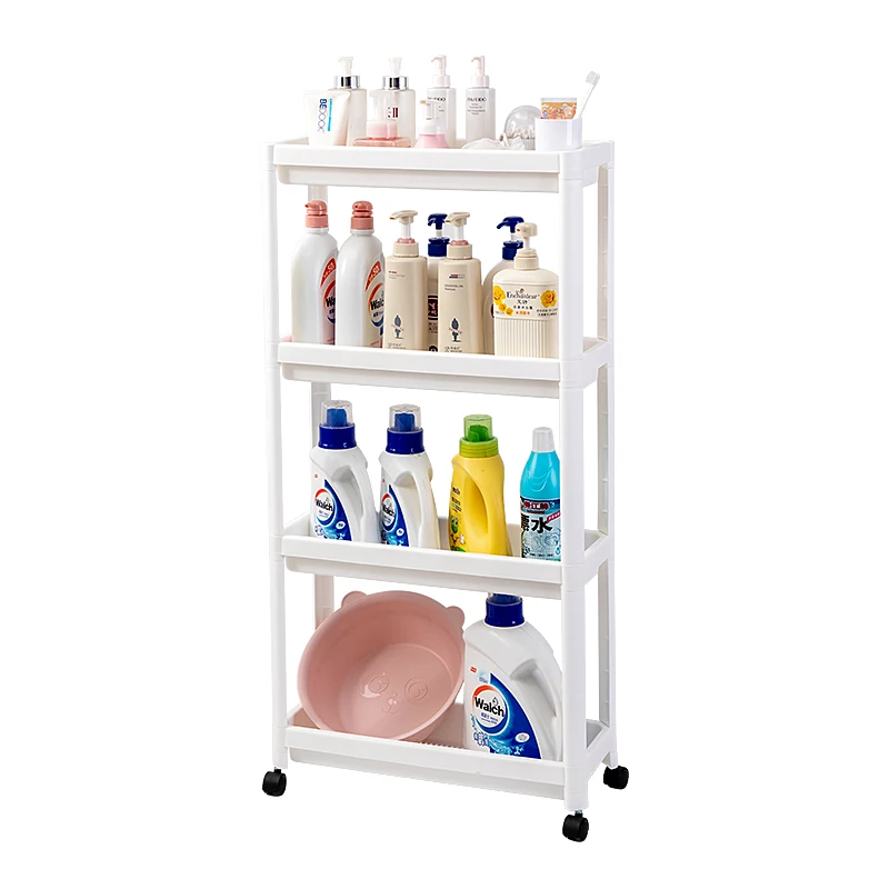 Plastic Slim Storage Rack Behind Doors Rack With Wheels Sundries Organizer Mobile Storage Rack For Kitchen Bedroom Bathroom