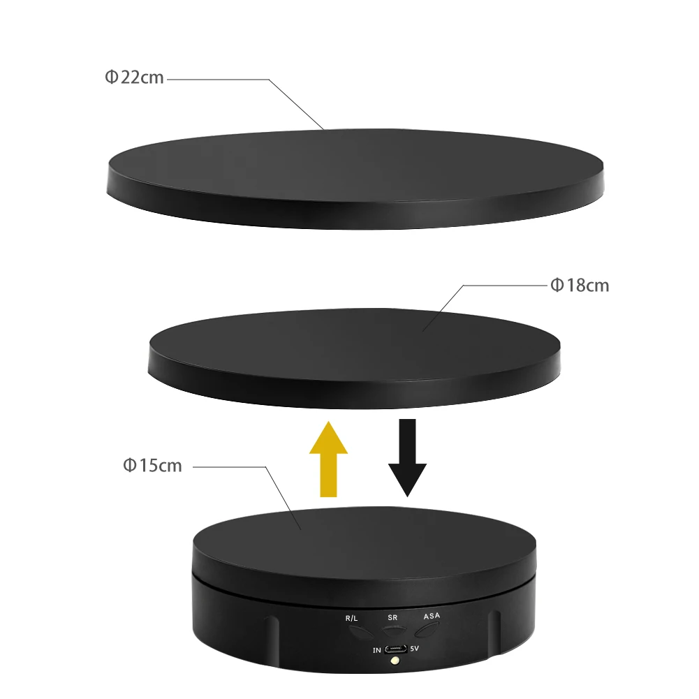 Hot sales 3 in 1 360 Degree Electrica Turntable with Remote Control Rotating Display 15CM 18CM 22CM Photography Turntable