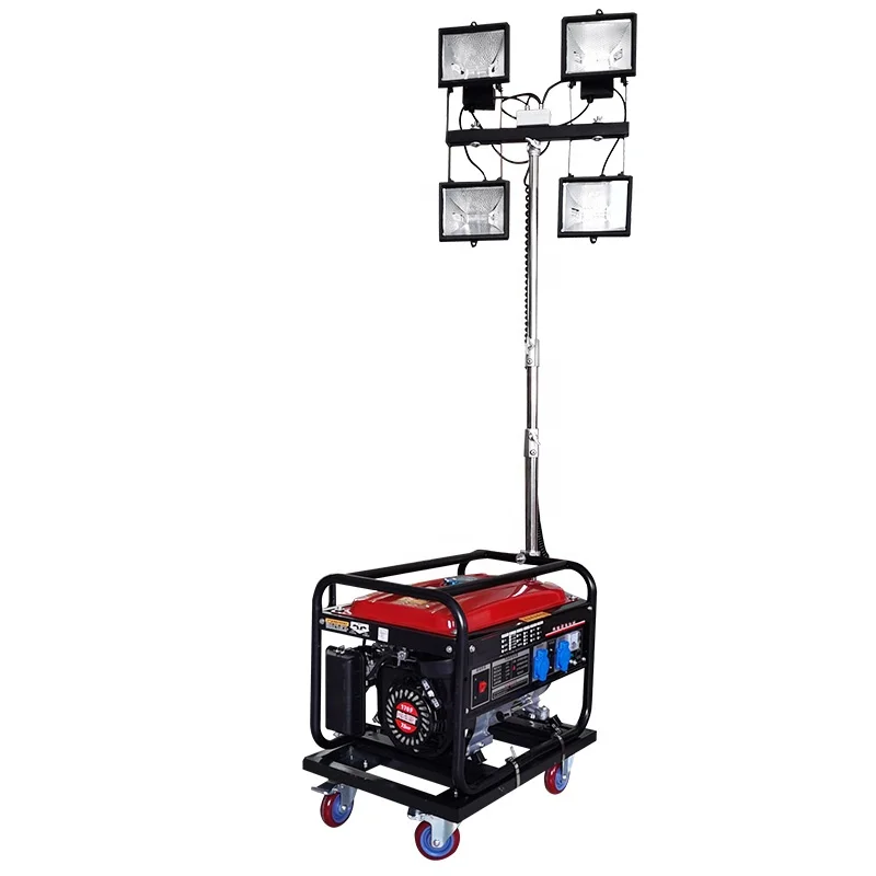 Cheap Price Mobile 4 500W Halogen Lamp Manual Lifting Lighting Device Light Tower