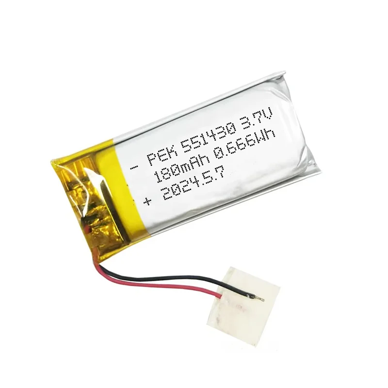 Pek 551430 180mah 3.7v Power Tools BatteryBluetooth Smart Glasses Elongated Battery Durability Support Customization