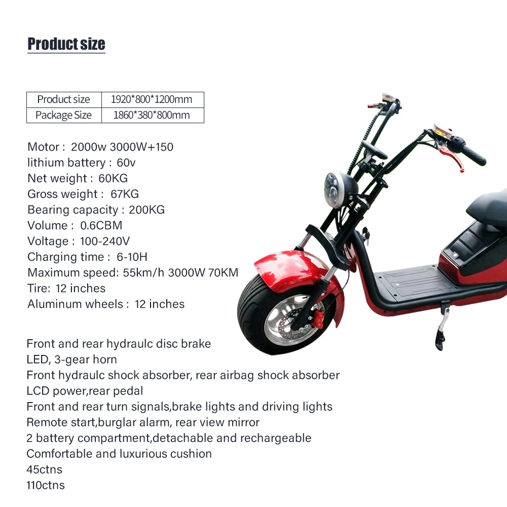 EBH-1 быстрая скорость 2000w/3000 Вт harley с толстыми покрышками 60v 20Ah Электрический 2021