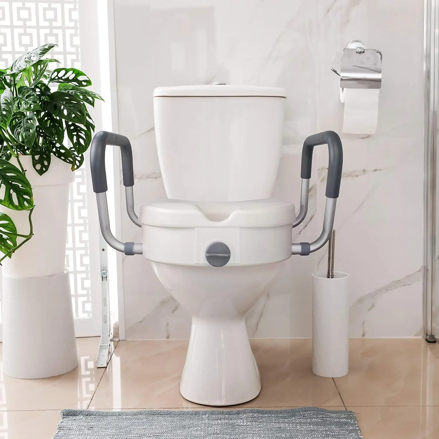 Chair raised toilet seat lift assistance for elderly people