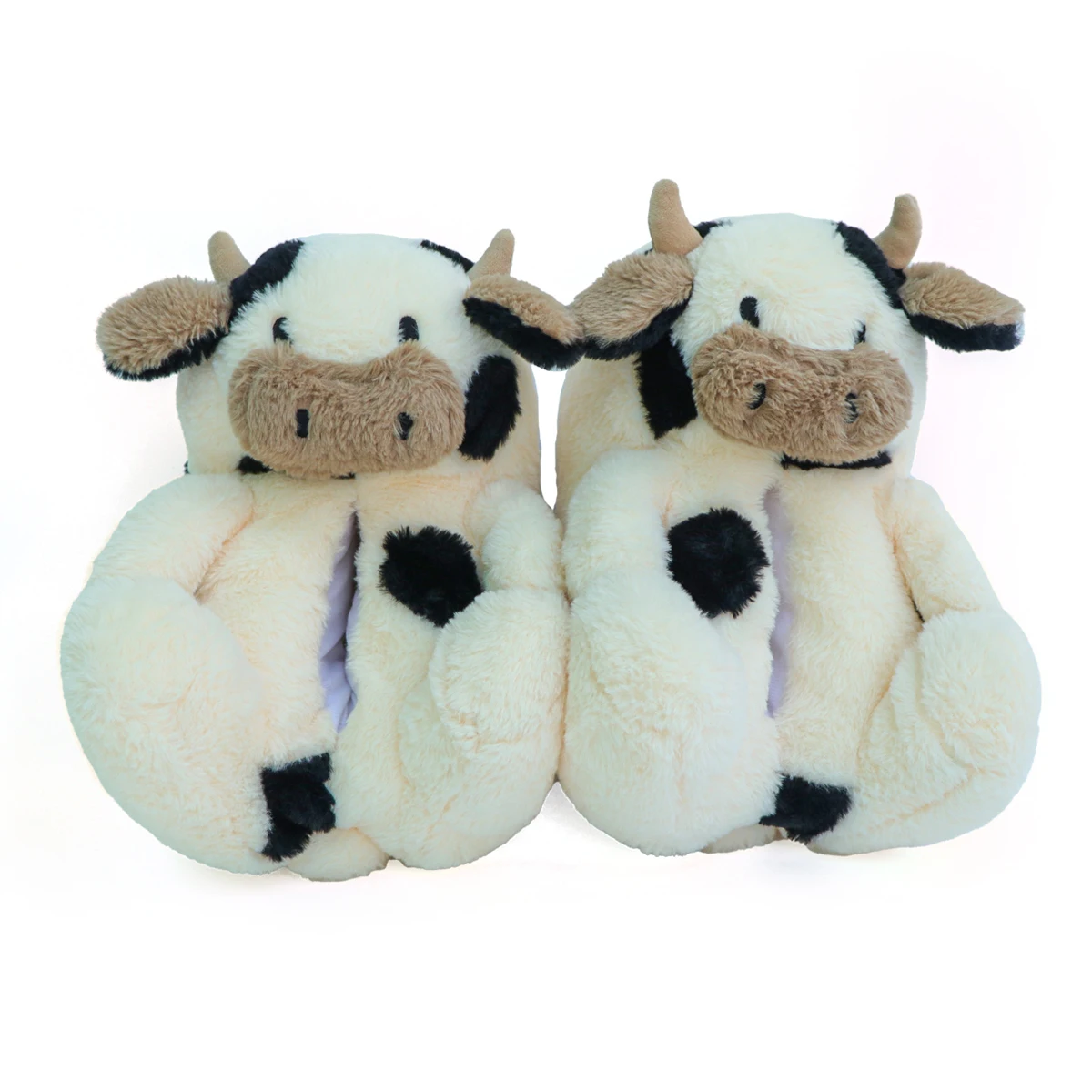 Hot Sale Kawaii Animal Plush Slippers Plush Comfortable Indoor Shoes Milk Cow Stuffed Slippers for Kids Adults