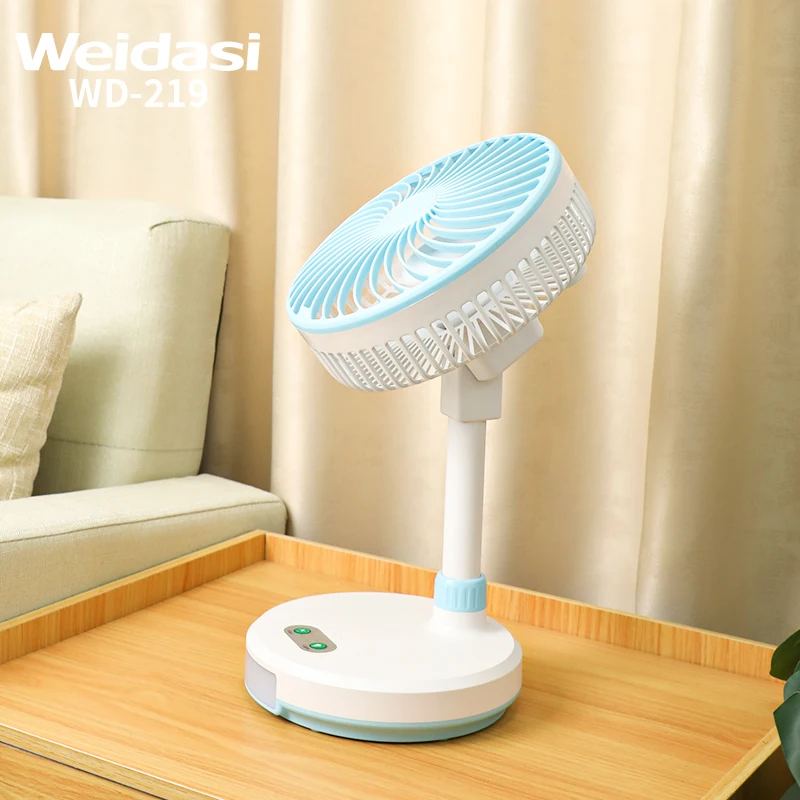 2024 Folding Portable Fan Floor Standing Fan USB Rechargeable Wireless Telescopic Fans with lighting lamp