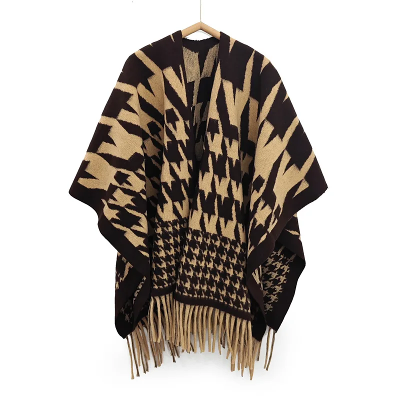 winter plaid shawl polyester wholesale factory high quality warm scarf tassel for women and girls