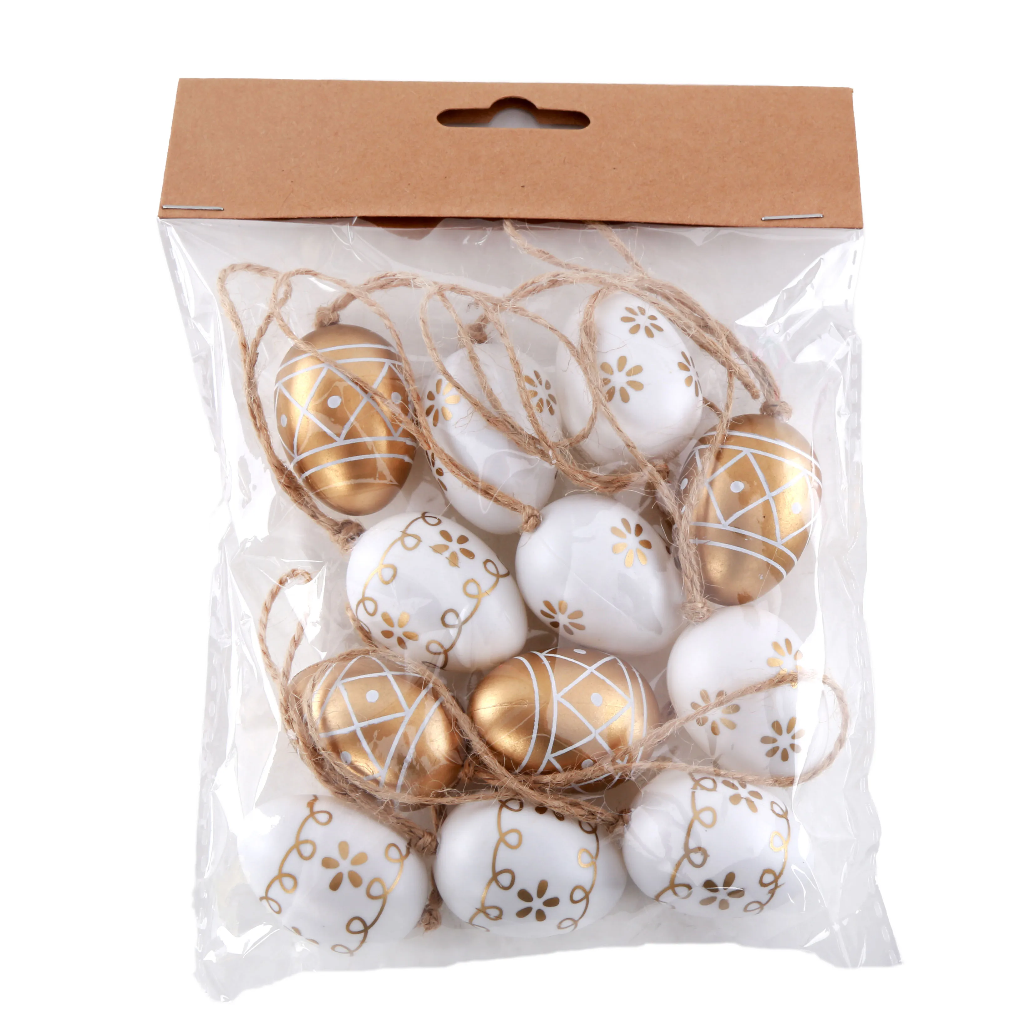 Easter Plastic Eggs Pendant White Golden Egg Decoration Hanging DIY Easter Holiday Gifts