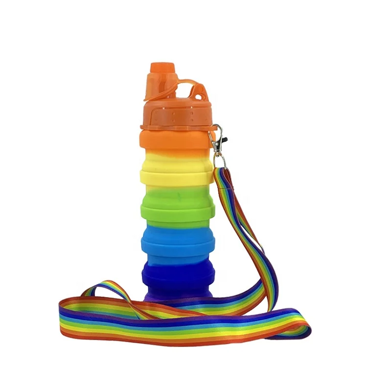 Hot selling Portable Retractable Travel Bpa Free Outdoor 500Ml Water Bottle Sport Foldable Collapsible Silicone Water Bottle