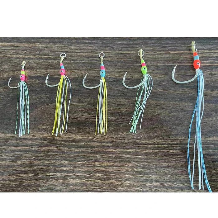 FUNADAIKO saltwater 1/2/3/4/5/7/0 DIY luminous fiber offset single assist highcarbon bass jig fishing hook
