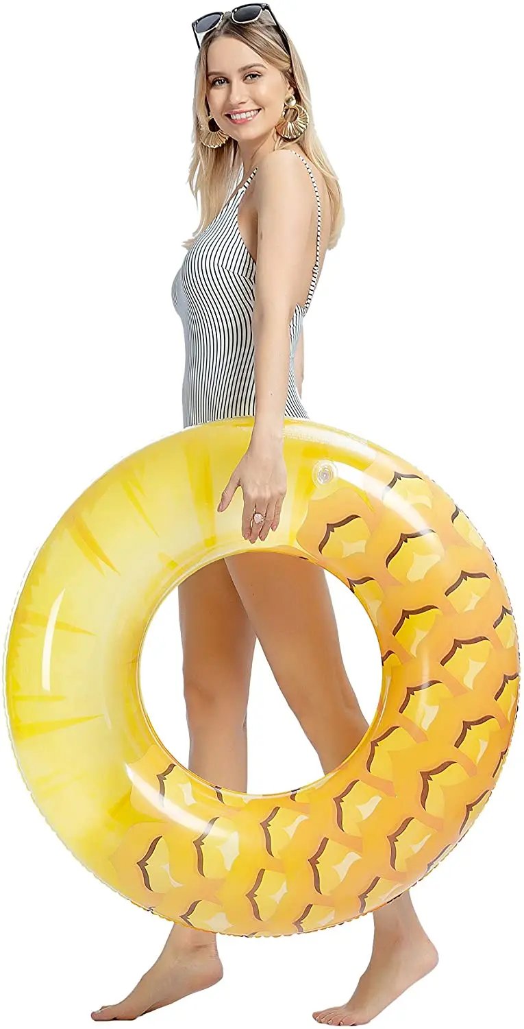 Inflatable Pool Tube Raft with Fruits Painting Funny Inflatable Pool Float Toys Swim Tubes for Swimming Pool Party