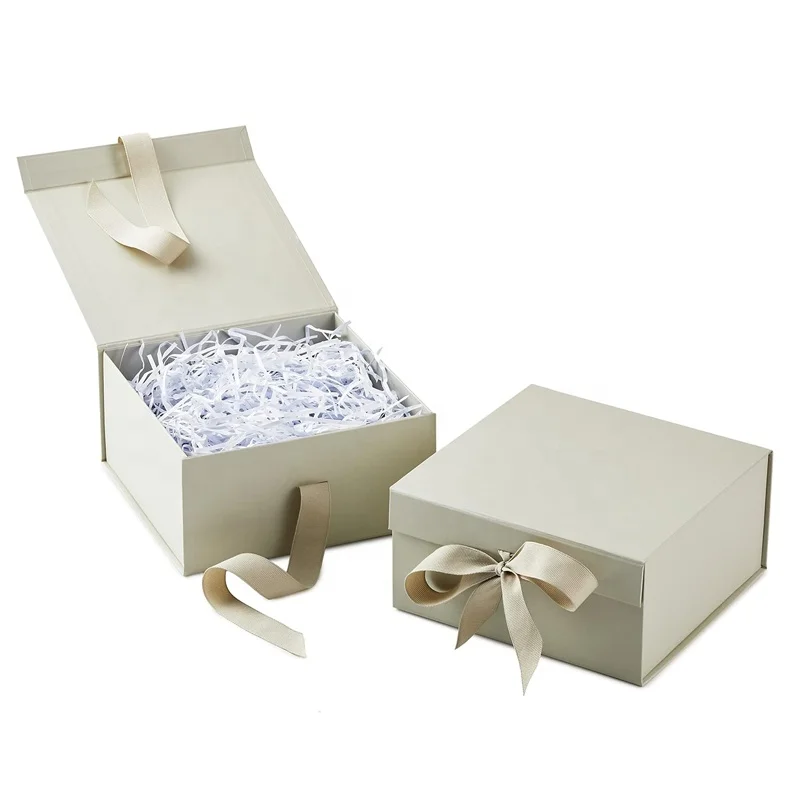 Wholesale custom Rigid Luxury Weddings Birthdays packaging Folding Magnet Closure Cardboard Medium Gift Boxes with ribbon