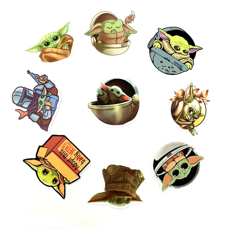 100pcs Yoda Baby Stickers Sets Decal For Water Bottle Computer Skateboard Luggage Car Fridge Car Styling Laptop kids Stickers