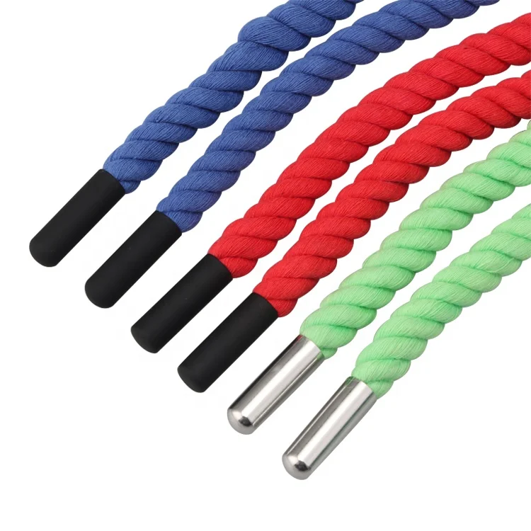 Custom natural color 6mm 7mm 8mm braid round thick AF cotton twisted rope shoelaces