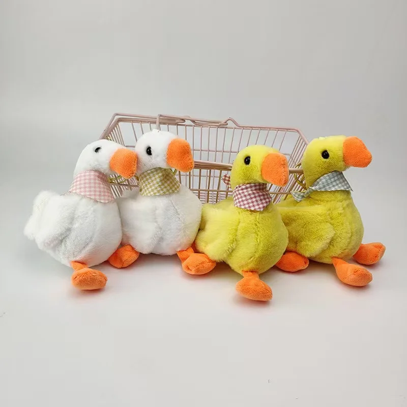 Изготовленный на заказ плюшевый брелок для ключей от производителя мягкие игрушки животные изготовленный плюшевая желтая утка Белый гусь кукла креативный подарок