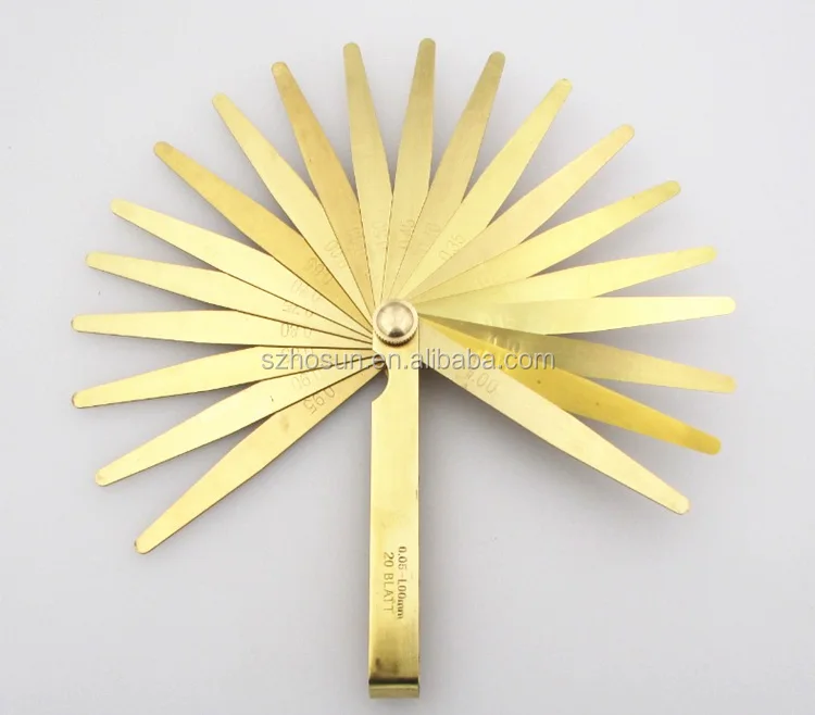 Good quality Brass feeler gages  100mm length  brass gap gauge 20 blades/set