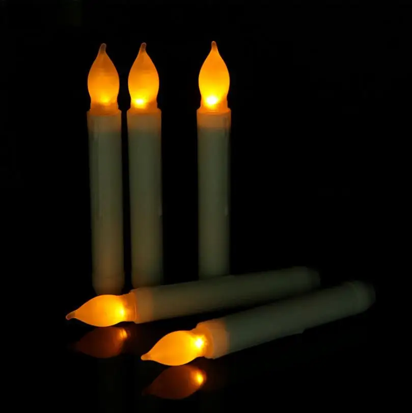
Hot Sale 12pcs/box Home Decoration LED Candle Halloween Decoration Party Cone Electronic Long Candle 