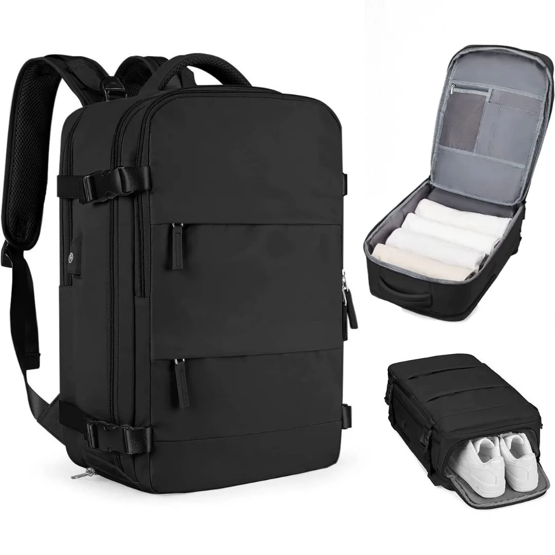 wholesale customized best seller waterproof polyester USB charge large capacity lapyop backpack with shoe compartment