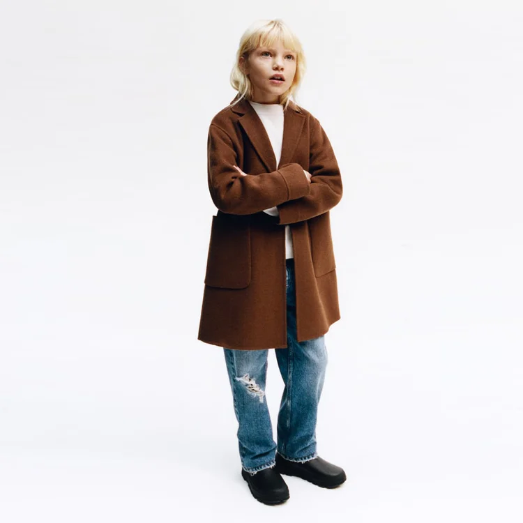 Hot Sale OEM Custom Kids Wool Blend Jacket Winter Long Warm Coat For Girls