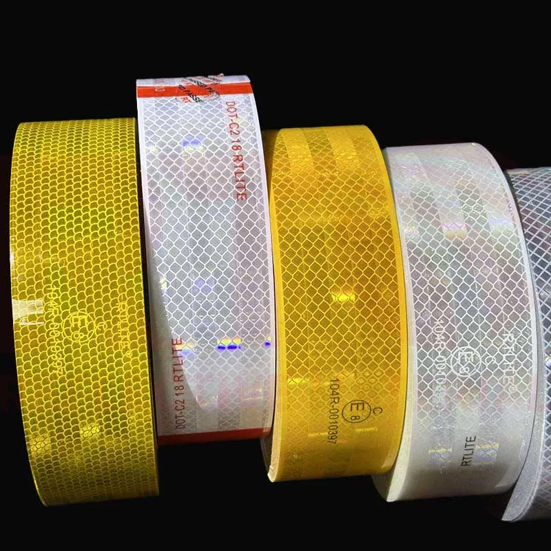 Custom Design Self Adhesive Diamond Grade Retro Warning Safety Yellow Tape Reflective Sticker Roll for Car