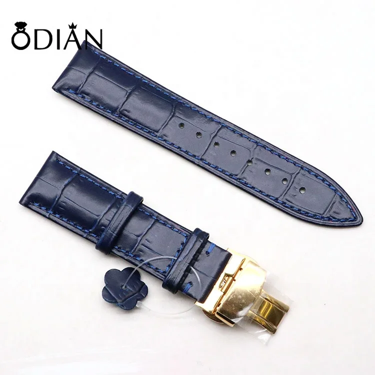 Cowhide leather embossed crocodile pattern Watchband Luxury Men Women straps