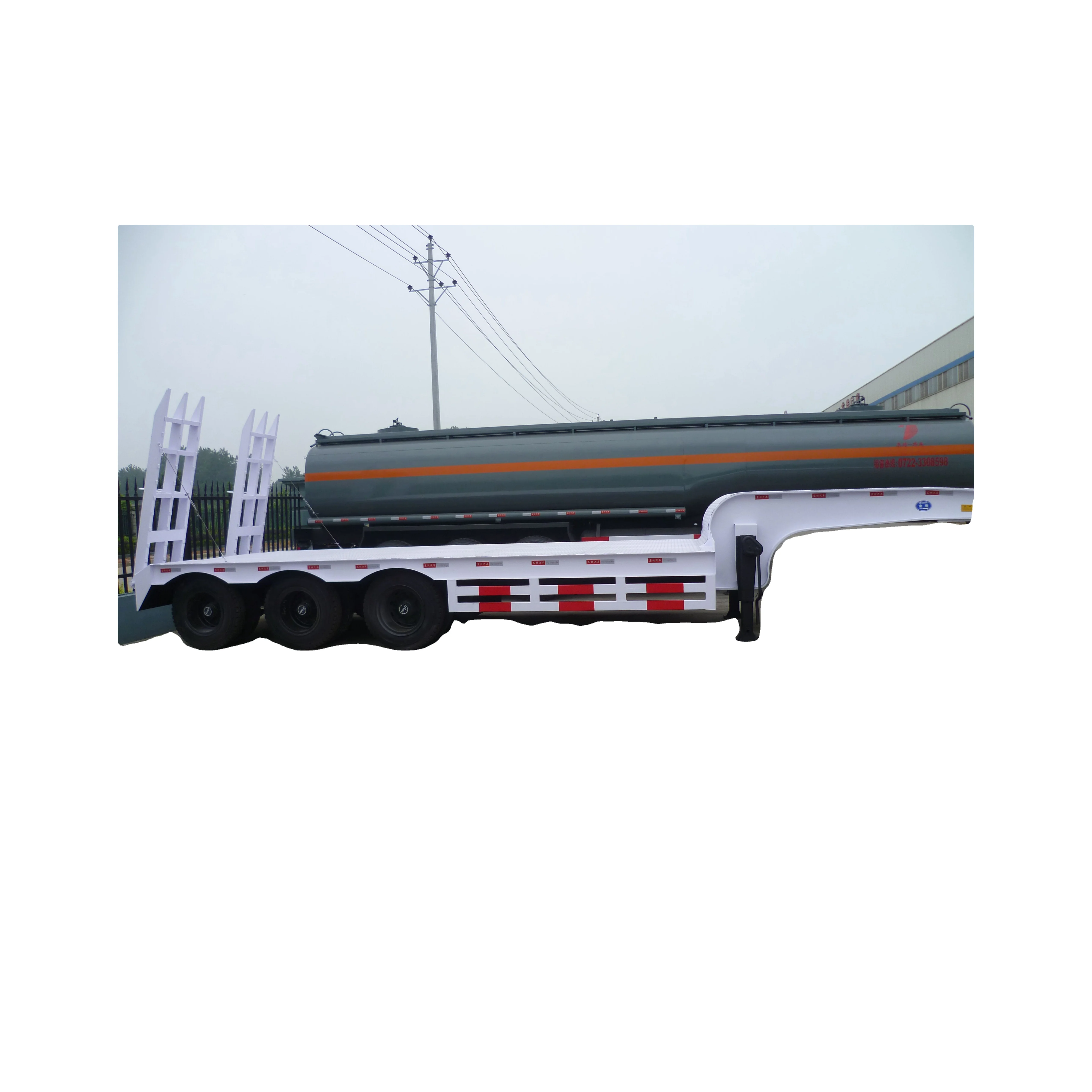 40Ton heavy duty low bed semi-trailer 60Ton loading capacity low bed trailer