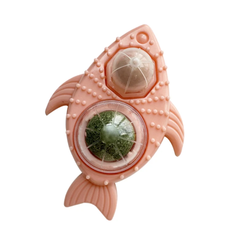 Factory Wholesale Cartoon Catnip Pet Toy Cat Bite Chew Fish Powder Fish Candy Toys Cat Mint Candy Spin Ball With Gall Fruit