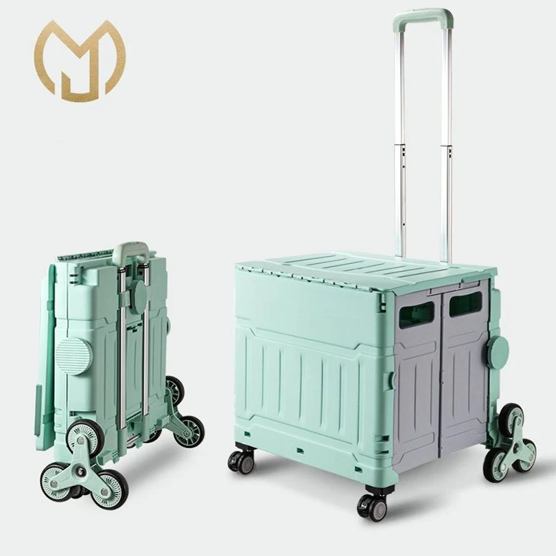 Portable foldable mini folding camping grocery 4 wheeled shopping trolley wagon beach cart