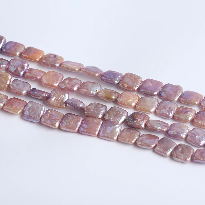 Hot Selling 12*12mm Purple Square Baroque Pearl DIY Accessories Natural Freshwater Loose Pearl Strand