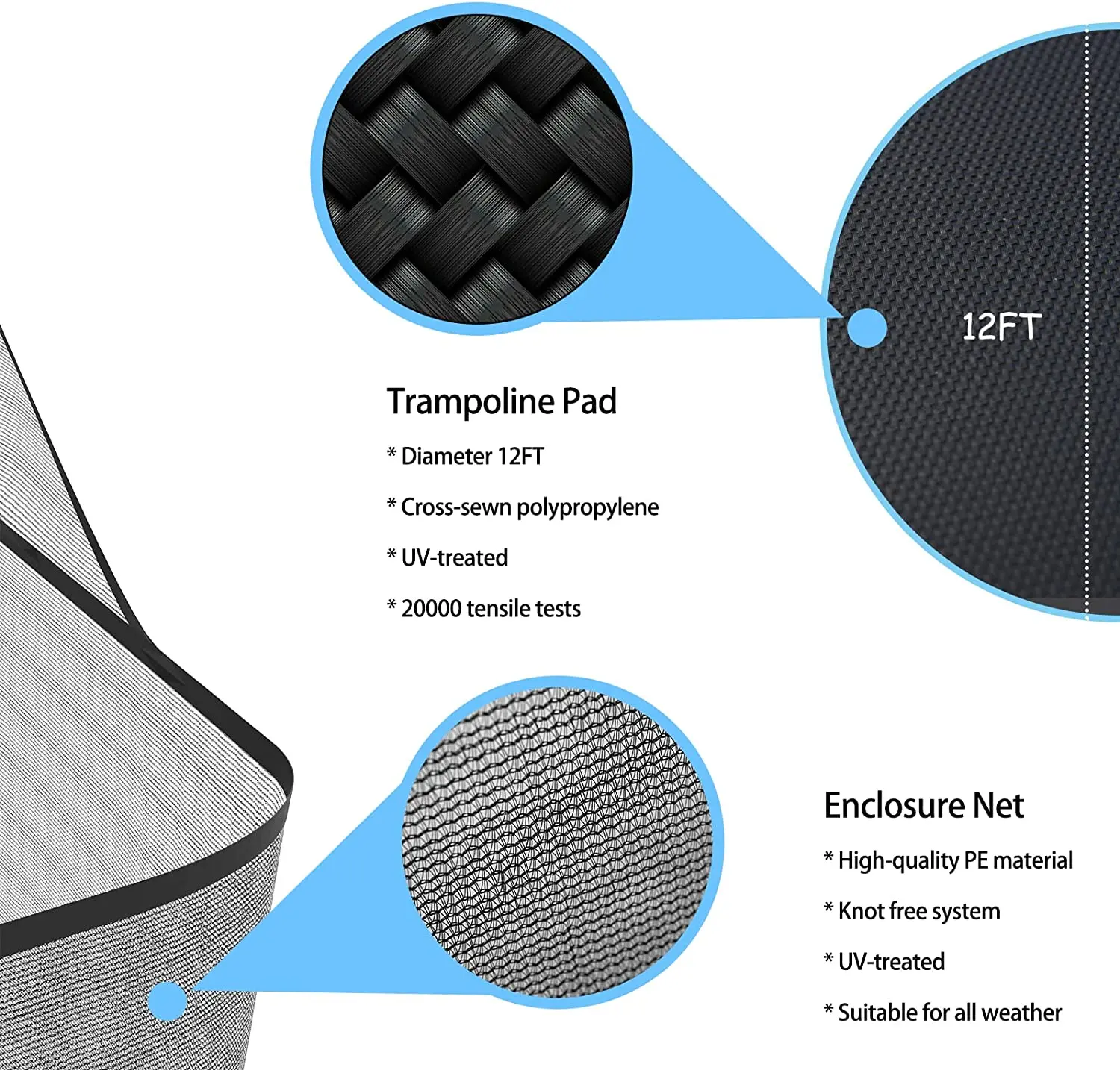 IUNNDS Manufacturer 10ft Child Round Trampolines Outdoor Jumping with Safety Net