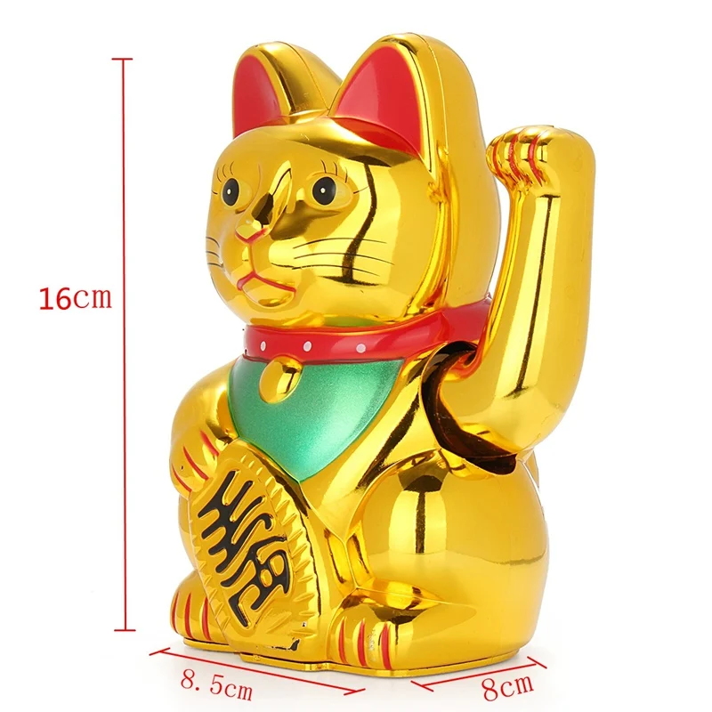 Plastic Maneki Neko Battery Operated Maneki Neko Lucky Fortune Cat Waving Arm Gold Japanese Lucky Cat