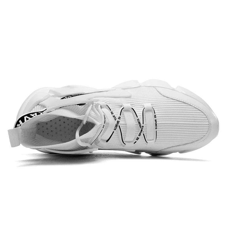 high cut mens Shoes Knitting Sock Sneakers  Flat Shoes men Walking sports casual chunky shoes