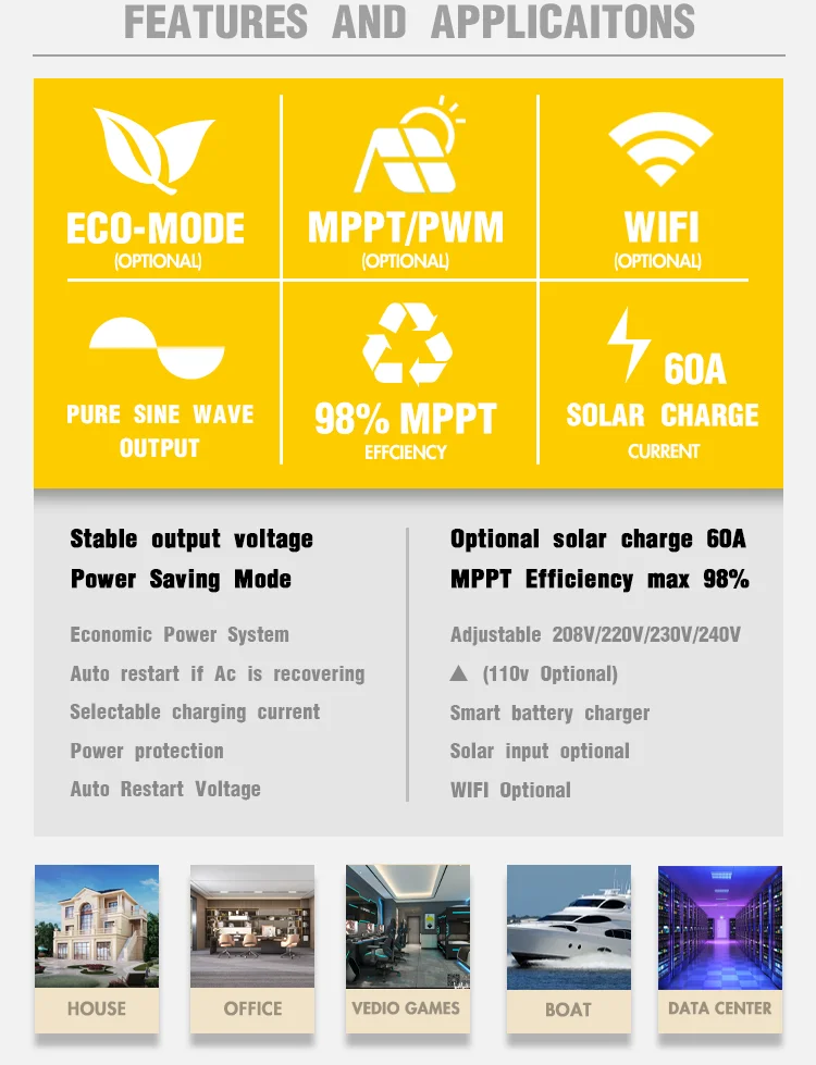 Хорошее качество Inversor Off-grid Hybrid 3000w Off Grid Solar Inverter 3 кВт 24 в пост. Тока с 50A PWM контроллером