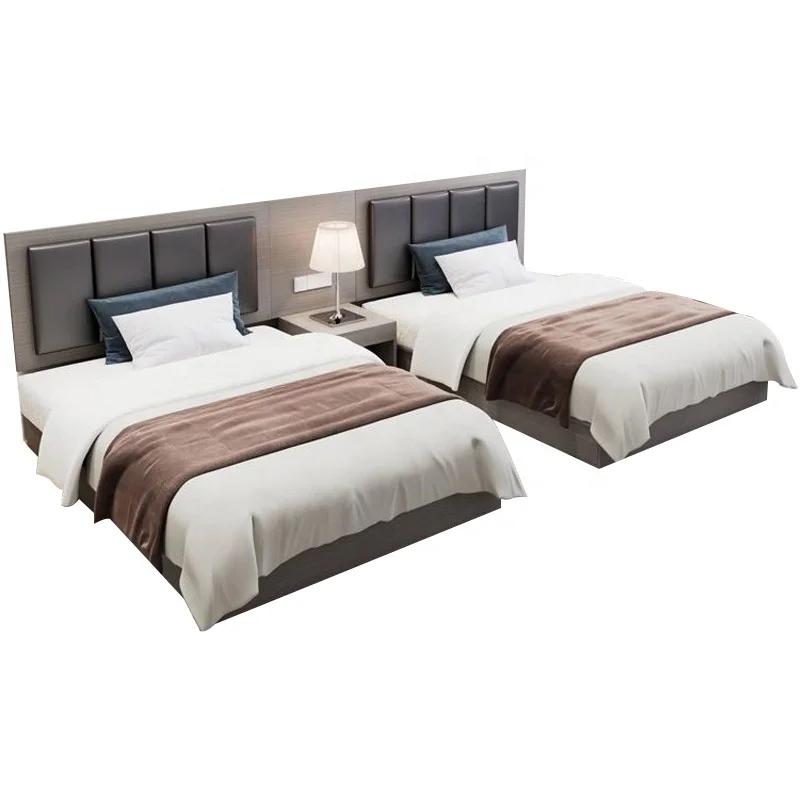 5-star luxury hotel furniture solid wood king bed, supplier of hotel furniture engineering projects