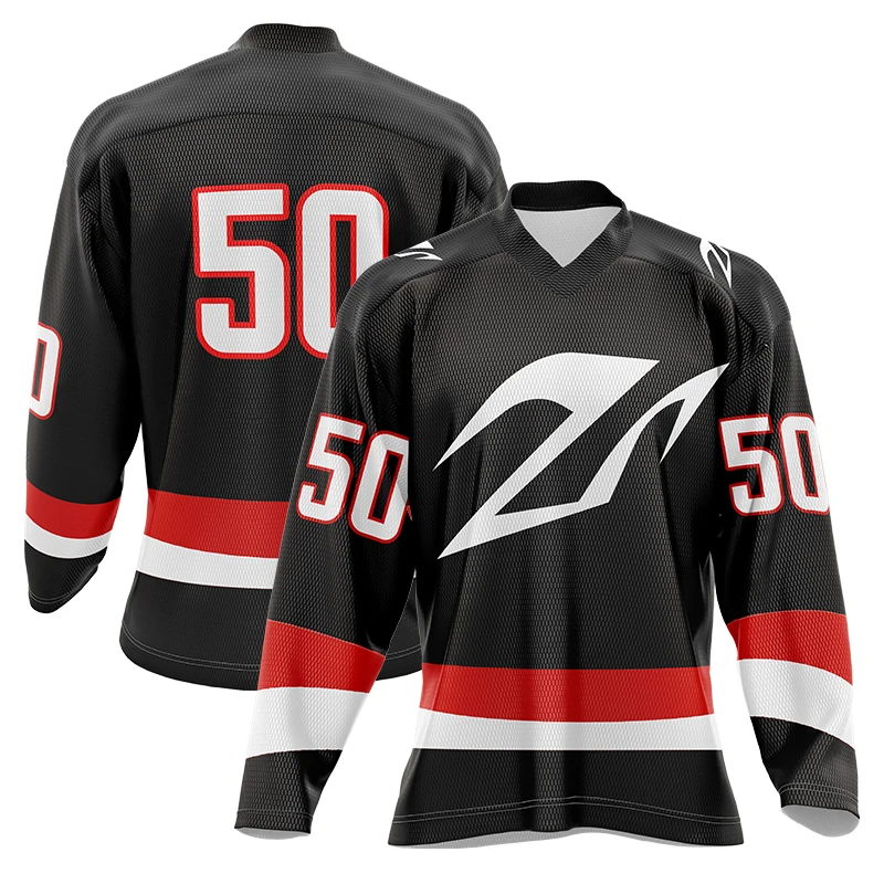 Cheap custom logo printing ice hockey team jersey polyester fabric high quality sublimated hockey jersey