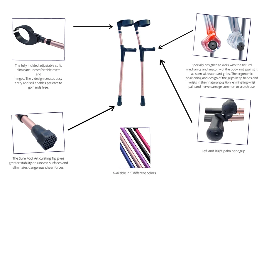 Factory customized wholesale aluminum adjustable forearm crutches for the disabled